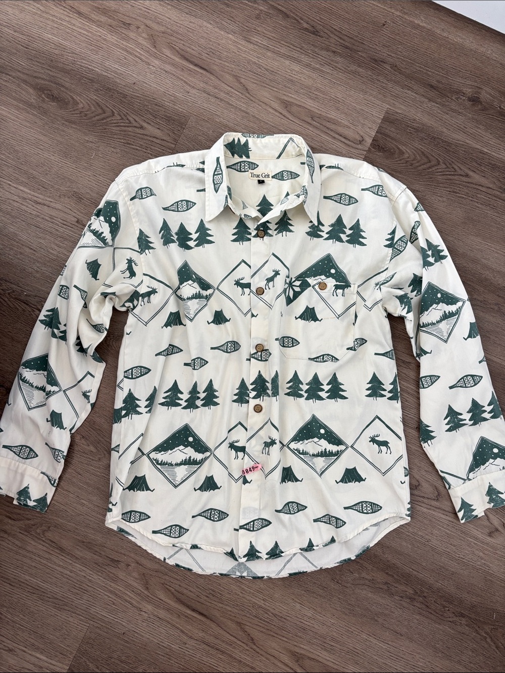 True Grit Outdoor 100% Cotton Long sleeve Button down Nature Print Shirt